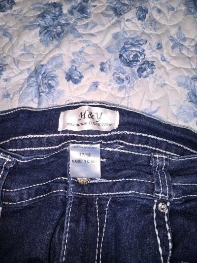 Dark blue HY rhinestone studded denim bootcut jeans size 18 - Thumbnail 5