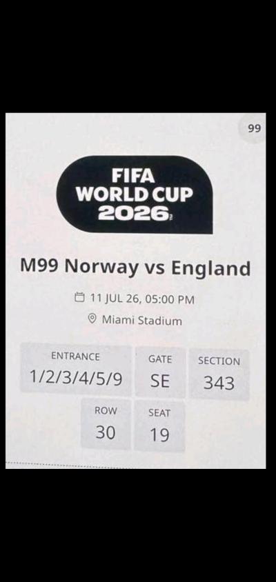 WORLD CUP TICKETS Norway vs England - Thumbnail 4