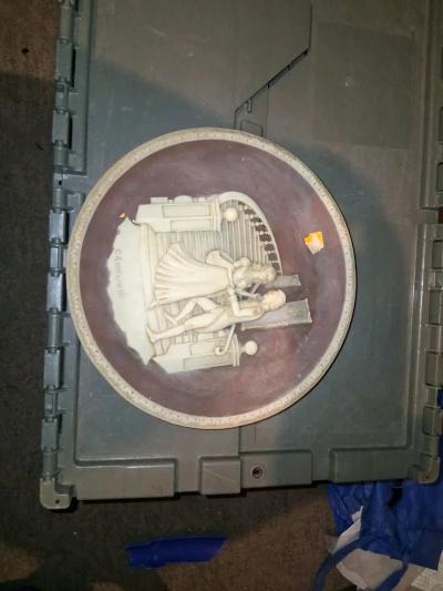 Incolay stone collector plate Lord Nelson and Lady Hamilton