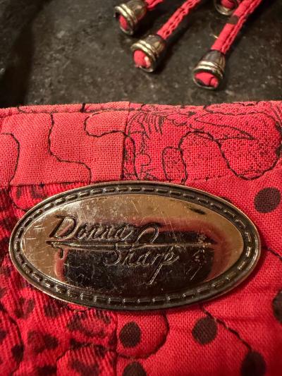 Donna Sharp Quilted Patchwork Tote Bag Red Black Shoulder Pu - Thumbnail 2