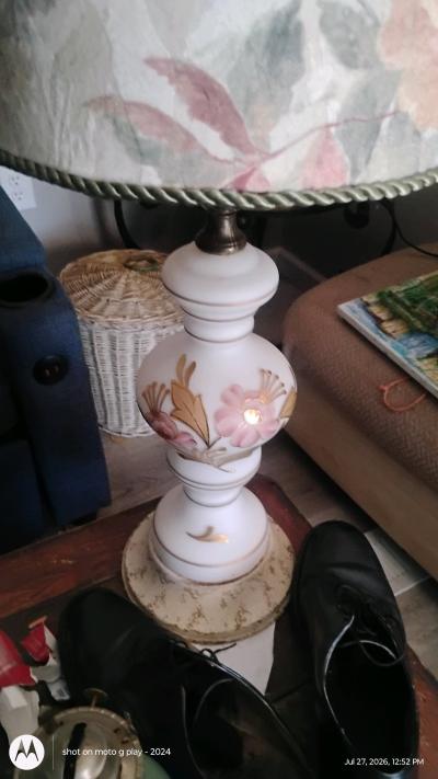 antique white glass lamp