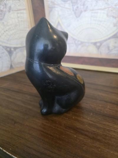 Vintage Pottery  SITTING BLACK CAT  55 yellow eyes - Thumbnail 6