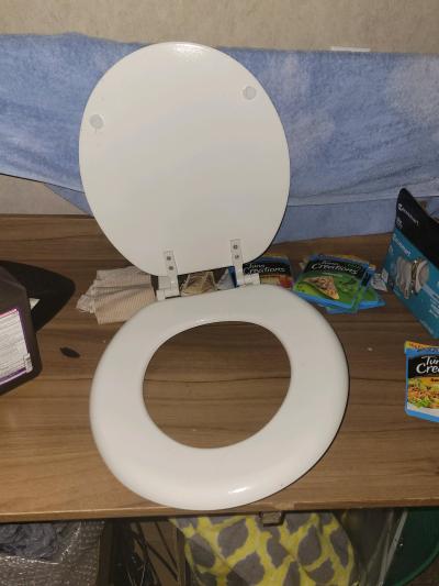 toilet seat clean and white no stains hard material - Thumbnail 6