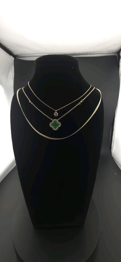14 k plated 3 layered Necklace Set with cz - Thumbnail 2