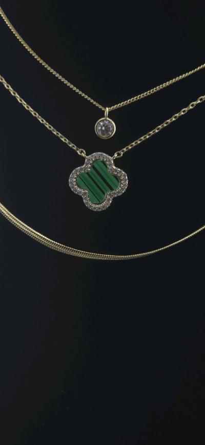 14 k plated 3 layered Necklace Set with cz - Thumbnail 5