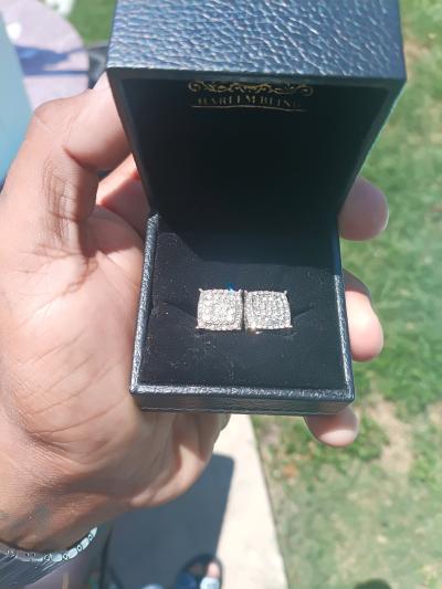 Sterling silver Moissanite diamond earrings - Thumbnail 3