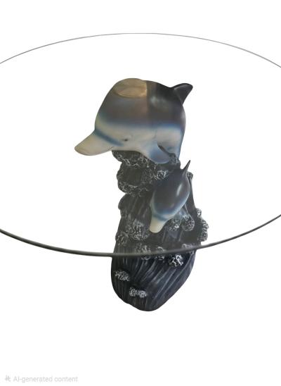 2 Dolphin Glass Top Side Table - Thumbnail 5