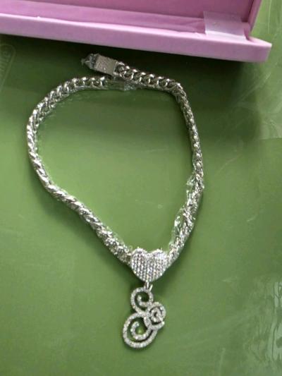 PTJDSMF SilverToned Cuban Link Heart Pendant Necklace - Thumbnail 3