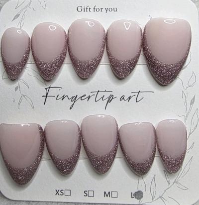 Handmade Cateye French Tip Nails Sized Large