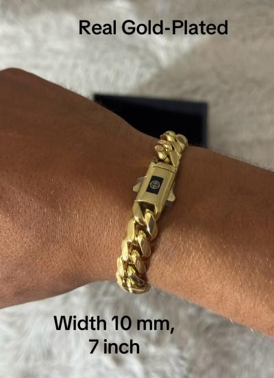 14K Real Gold Plated Royal Monaco Cuban Bracelet Italian