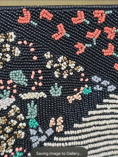 Anthropologie floral Beaded Crossover Purse Bag w Kiss Lock - Thumbnail 3