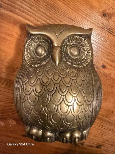 vintage brass owl coin bank - Thumbnail 5