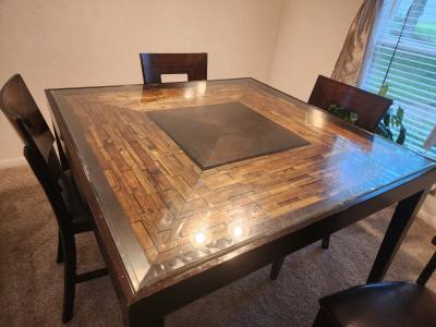 dinning table with glass top and four matching chairs - Thumbnail 4
