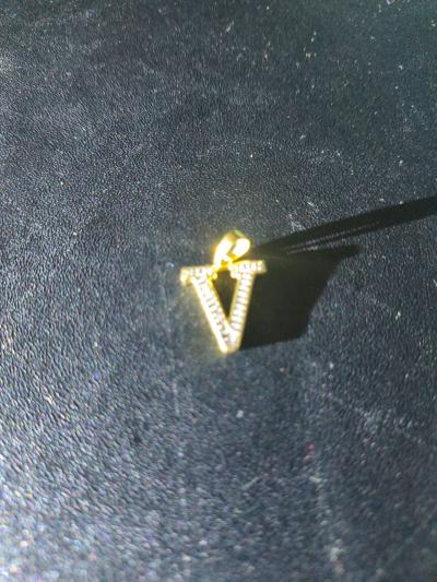 10k Gold Chain 18Inch with V Diamond and Gold Pedant JLA Thi - Thumbnail 3