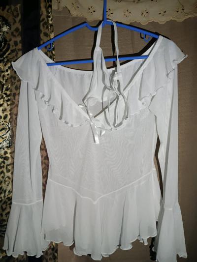 A New Sexy Womans White Long Sleeve Top with Panties - Thumbnail 5