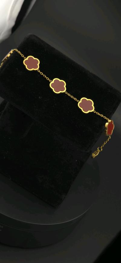 clover bracelet stainless steel 18 k plated - Thumbnail 2