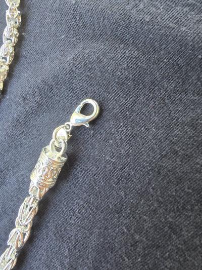 Sterling Silver Byzantine Chain Necklace Bracelet PT plt 925 - Thumbnail 3