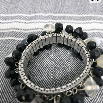 Cha Cha Expansion Bracelet Black White  Clear Beads Vintage - Thumbnail 5