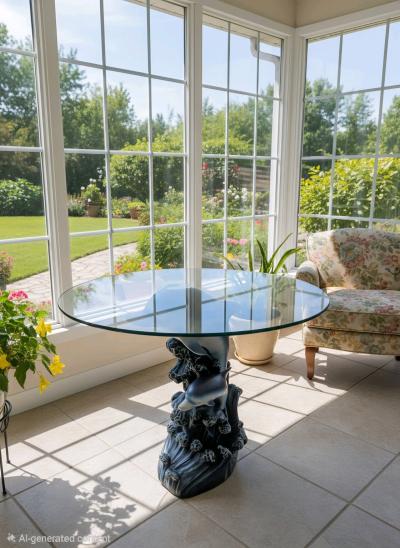 2 Dolphin Glass Top Side Table