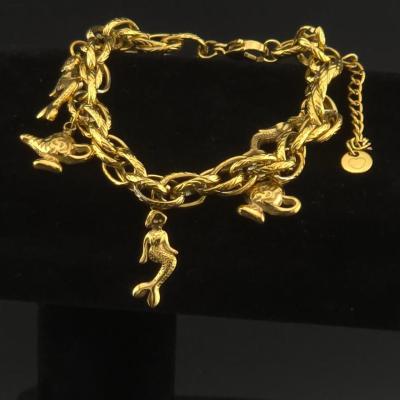 Gold tone #mermaid charm #fetish #bracelet #mermaidcore #jew - Thumbnail 7