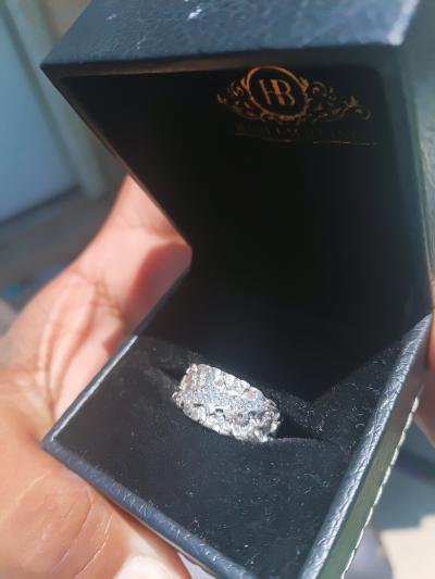 NATURAL DIAMOND sterling silver nugget ring - Thumbnail 4