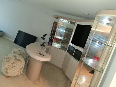 TV glass stand with builtin bar