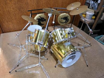 Miniature model drum set handmade