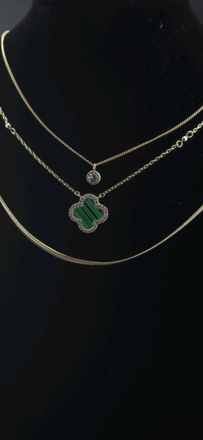 14 k plated 3 layered Necklace Set with cz - Thumbnail 4
