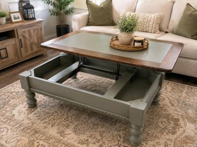 Lift top refinished coffee table