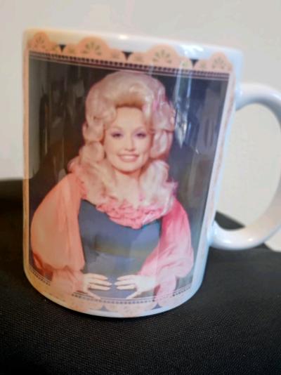 White Coffee Mug with Dolly Parton Photo