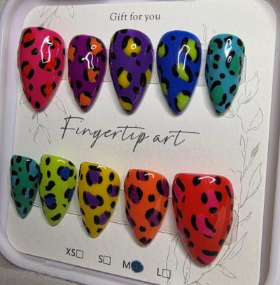 Handmade Lisa Frank Leopard Print Nails