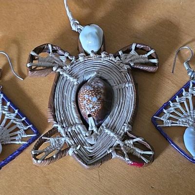Turtle Seashell Ornament An Earring Set Handmade - Thumbnail 2