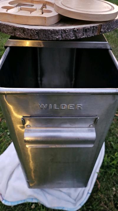 Vintage Wilder rolling metal bin