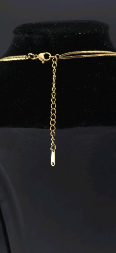 Gold heart necklace with Cz 18 k plated - Thumbnail 8