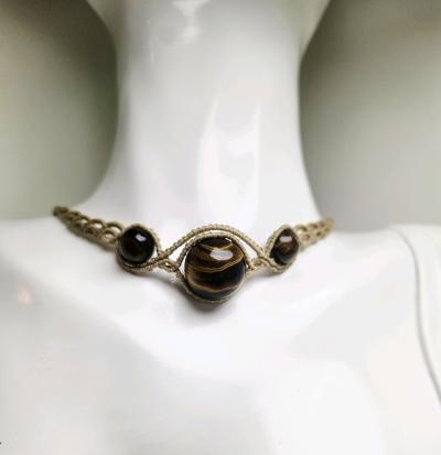 Handmade Macrame Tigers Eye Choker