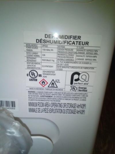 New open box  PERFECT AIRE Dehumidifier - Thumbnail 2
