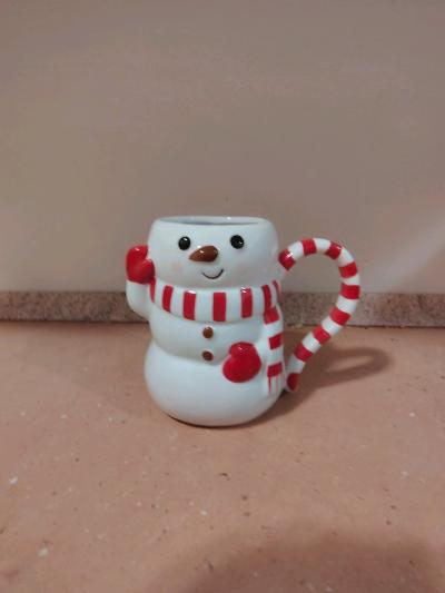 Christmas Reindeer  Snowman Ceramic Mugs  Candy Cane Handles - Thumbnail 2
