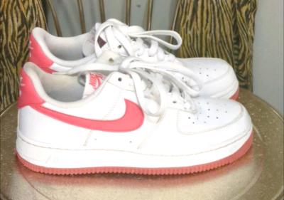 Womens Pink and White Air Force Ones - Thumbnail 3