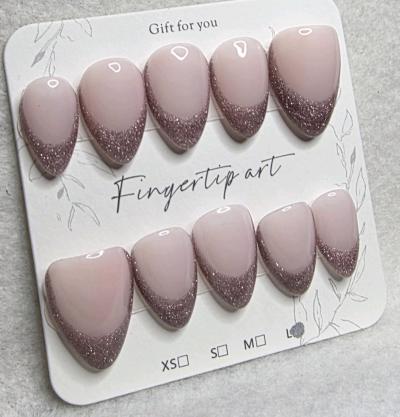 Handmade Cateye French Tip Nails Sized Large - Thumbnail 3