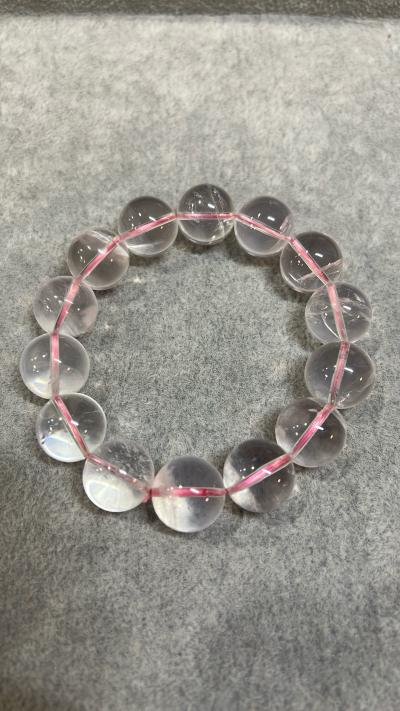 Natural SixPointed Star Rose Quartz Stretch Bracelet 18mm - Thumbnail 3