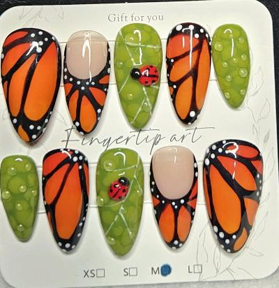 Handmade 3D Butterfly Press on Nails Sized Medium