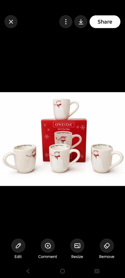 Oneida Snowmates Christmas Mug Set of 4 - Thumbnail 4