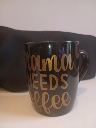Black and Gold Coffee Mug with Mama Needs Coffee - Thumbnail 4