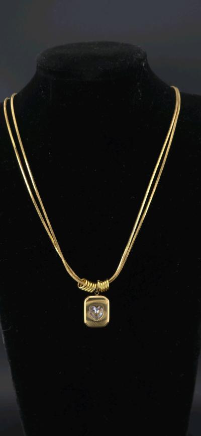 Gold heart necklace with Cz 18 k plated - Thumbnail 3
