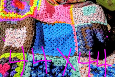 Multi colored granny square Crochet Blankets - Thumbnail 6