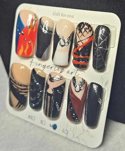 Handmade Stray Kids Venom Inspired Nails Sized Medium - Thumbnail 2
