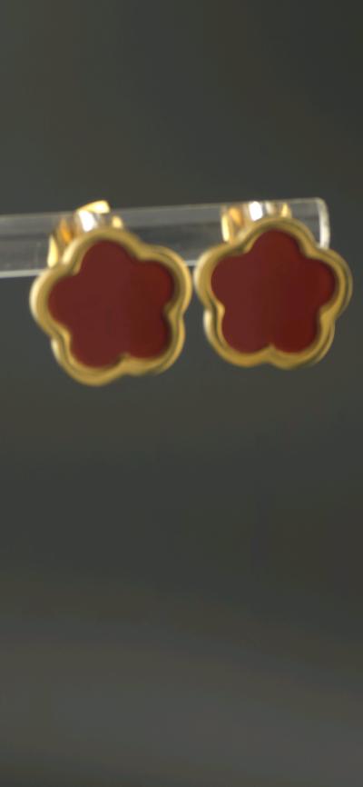 clover earrings stainless steel and 18 k gold plated - Thumbnail 3