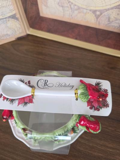 Corner Ruby cardinal teacup  saucer with a spoon new 3 x 45 - Thumbnail 3