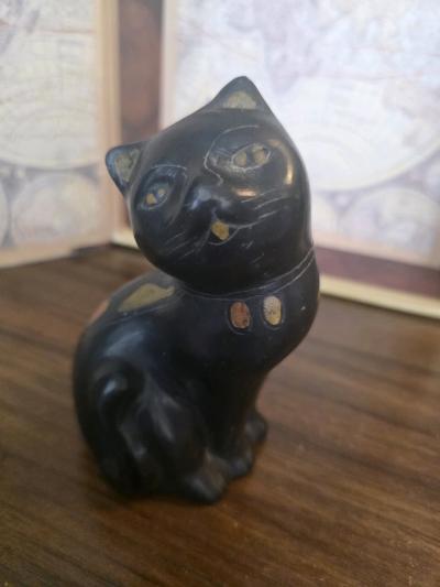 Vintage Pottery  SITTING BLACK CAT  55 yellow eyes - Thumbnail 2