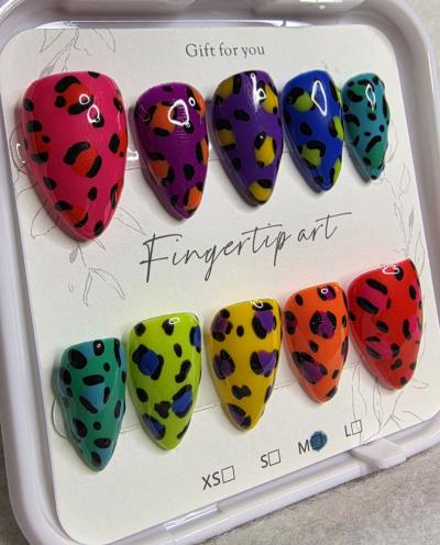 Handmade Lisa Frank Leopard Print Nails - Thumbnail 3